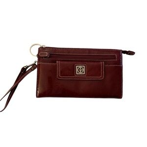 {Gianni Bernini} Women's Burgundy Leather Wristlet Wallet